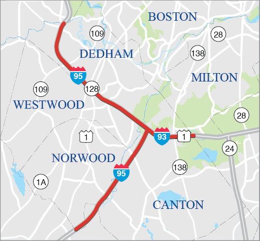 CANTON, DEDHAM, NORWOOD, SHARON, AND WESTWOOD: HIGHWAY LIGHTING IMPROVEMENTS AT INTERSTATE 93 AND INTERSTATE 95/ROUTE 128 CANTON, DEDHAM, NORWOOD, SHARON, AND WESTWOOD: HIGHWAY LIGHTING IMPROVEMENTS AT INTERSTATE 93 AND INTERSTATE 95/ROUTE 128
